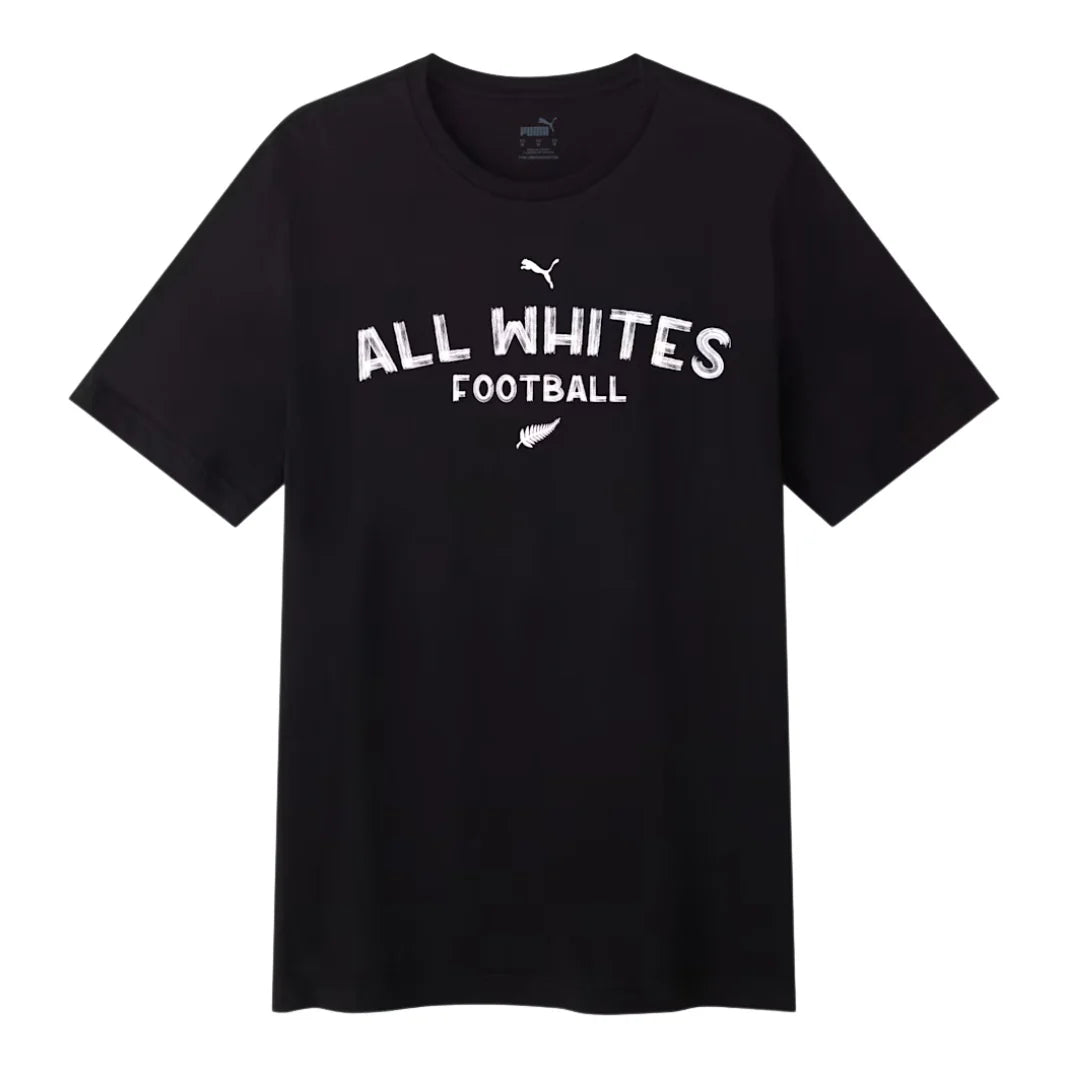 NZF All Whites Football Unisex Casual Tee, Black