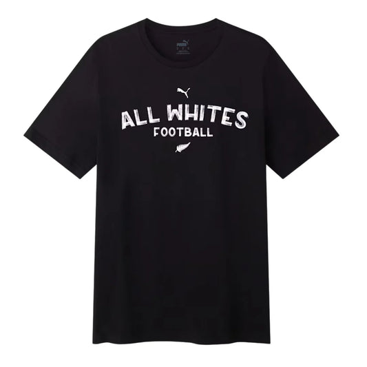 NZF All Whites Football Unisex Casual Tee, Black